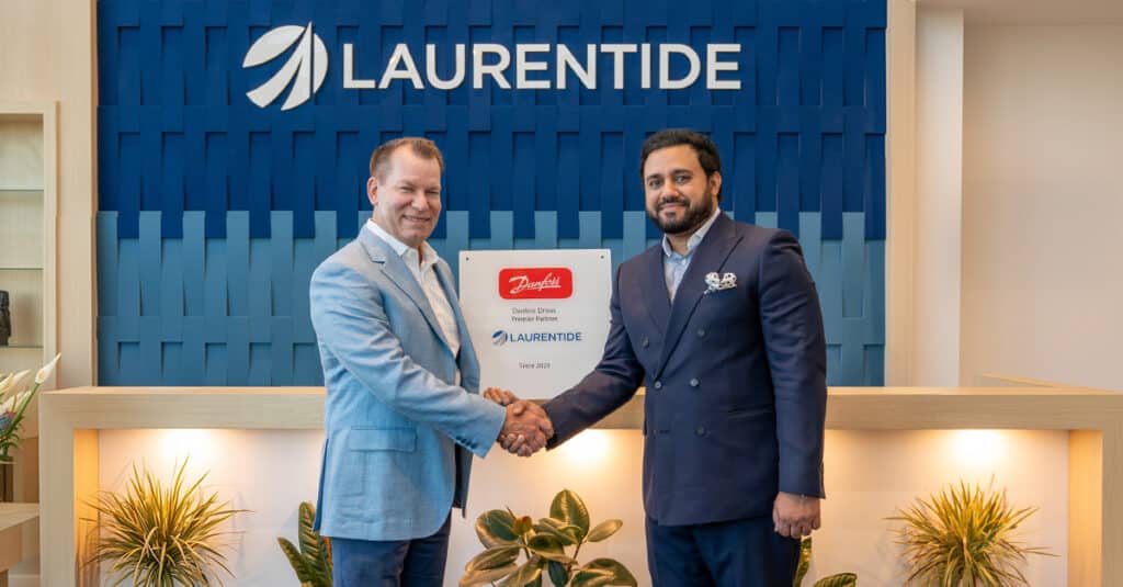 Lead photo: Contrôles Laurentide President & CEO Steve Dustin seen with Danfoss Drives Canada Country Head Ammar Rashid. (Contrôles Laurentide photo)