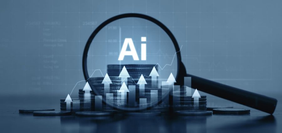 AI Finance, growing business concept related to finance Improvements increase profits moving forward. Financial market success goals With AI technology