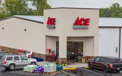 Bethlehem, NC, USA-June 5, 2019: A local Ace Hardware, a branch of an American hardware retailers' cooperative, the world's largest, and based in Oak Brook, ILL.
