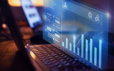 Data science for business analytics. Infographics on futuristic virtual interface screen.