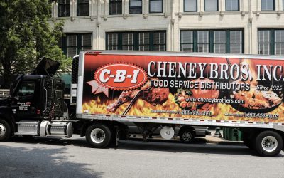 Asheville, NC, USA-22 July 2021: Delivery truck for Cheney Bros. Inc, a restaurant food service distributor, based in Riviera Beach, Florida.  Truck is dispatched from a regional facility at Statesville, NC.
