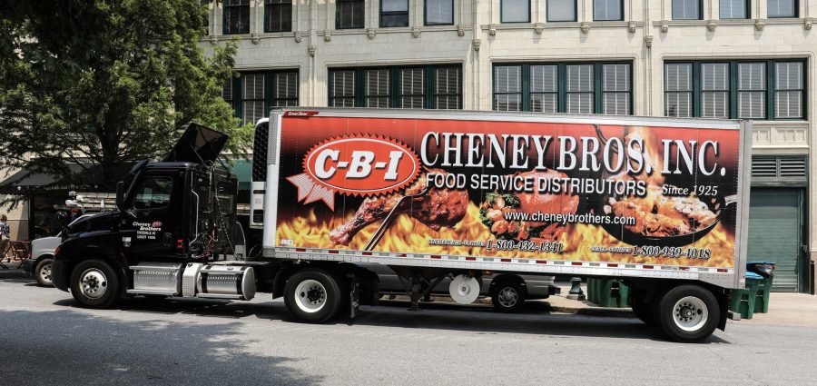 Asheville, NC, USA-22 July 2021: Delivery truck for Cheney Bros. Inc, a restaurant food service distributor, based in Riviera Beach, Florida.  Truck is dispatched from a regional facility at Statesville, NC.