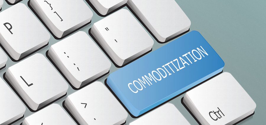 commoditization written on the keyboard button
