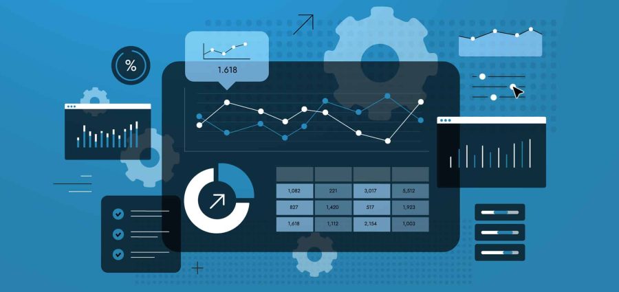 Marketing performance dashboard with conversion metrics, engagement charts and automated reporting. Marketing performance dashboard for digital ad campaign optimization and growth vector illustration.