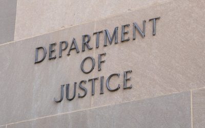 Sign at the United States Department of Justice in Washington, DC