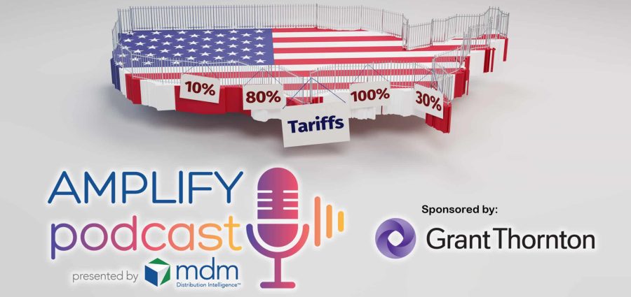 Concept: Trade protectionism by the United States of America by implementing tariffs. A security fence built around a 3d map of the USA with signs "Tariffs" and 10%, 30%, 80%, 100%. Gray Background