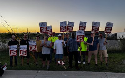 Lead photo: Teamsters union workers on strike at an undisclosed Airgas location. (Teamsters photo).