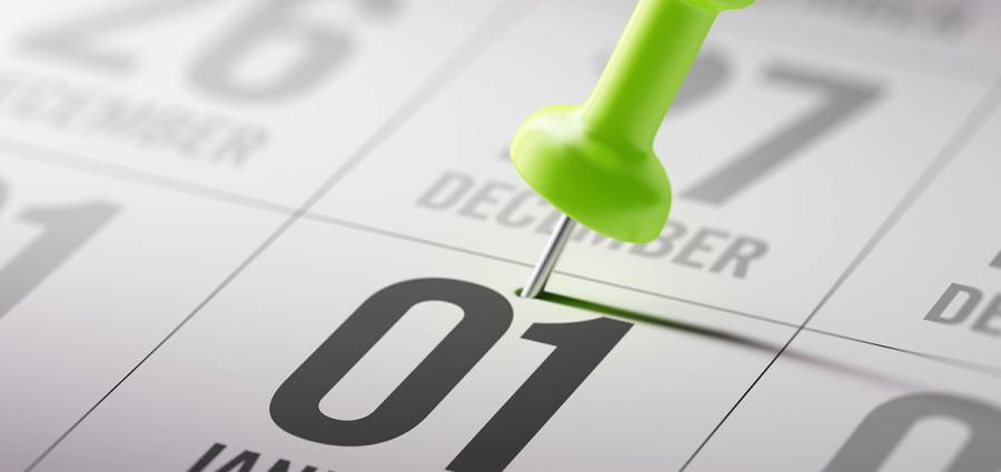 January 01 written on a calendar to remind you an important appo