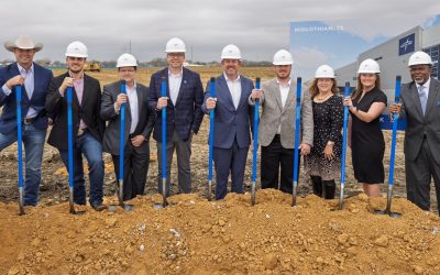 From left: U.S. Rep. Jake Ellzey; Midlothian City Council member and Mayor Pro Tem Clark Wickliffe; Joe Arruda, system senior vice president, supply chain services, Baylor Scott & White Health; Sean Halligan, executive vice president of supply chain, Medline; Ed Graves, vice president of regional field sales, Medline; Brandon Forcier, vice president of regional operations, Medline; Janie Havel of the Texas Economic Development & Tourism Office; Victoria Roberts, president and CEO of the Midlothian Chamber of Commerce, and Chaplain Walter White Jr. of Parkland Health.