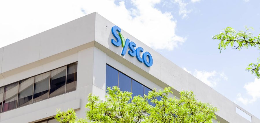 Mississauga, Ontario, Canada - June 6, 2020: Sysco Canada sign on their offcie in Mississauga, Ontario, Canada. Sysco Corporation is an American multinational corporation.