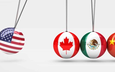 United States of America economy impact on world global market concept 3D illustration.