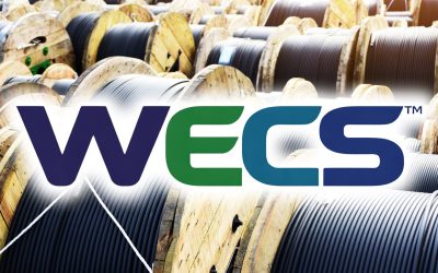 Wooden Coils Of Electric Cable Outdoor. High and low voltage cables in the storage.