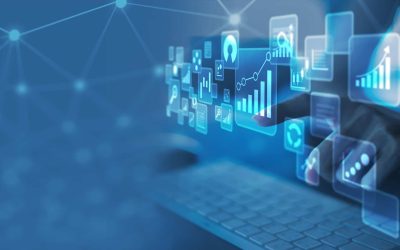 Analyst working with Business Analytics and Data Management System on computer to make report with KPI and metrics connected to database. Corporate strategy for finance, operations, sales, marketing