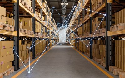 Distrubution Warehouse With Plexus. Remote Control With Mobile App And Technology Devices.