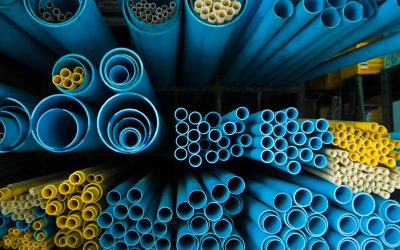 Blue and yellow pvc tubes