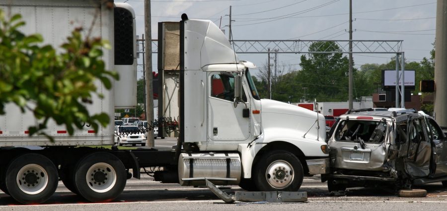 This big rig T-boned the other vehicle.