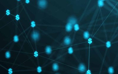 Fintech concept, dollar icons connecting in plexus, finance and economy