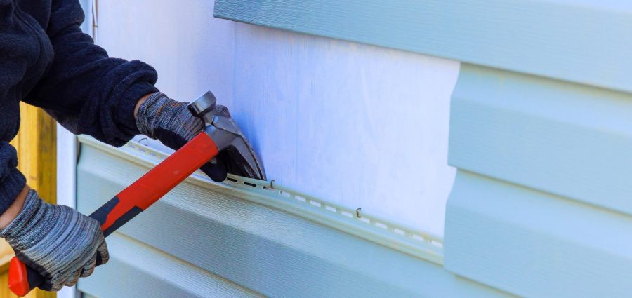 An exterior wall of house was covered in plastic siding that needed to be replaced