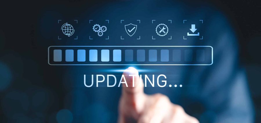 Update software application upgrade technology concept. Software update or Operating system, patch update, updating progress bar, Install app patch, new version, Improved security, program downloading