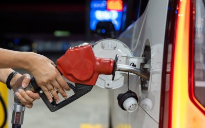 Refueling a car at a gas station