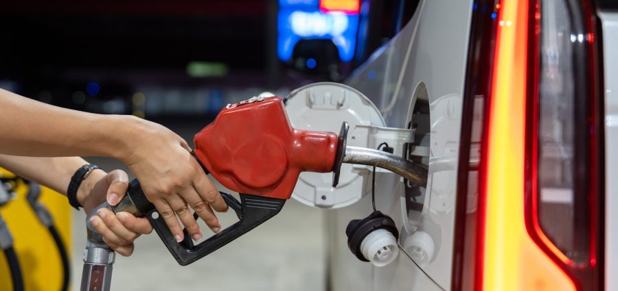 Refueling a car at a gas station
